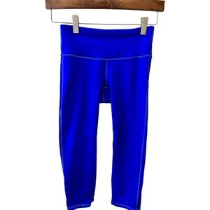 ATHLETA Sonar Capri Leggings Womens XS Cropped Cobalt Blue Running Gym